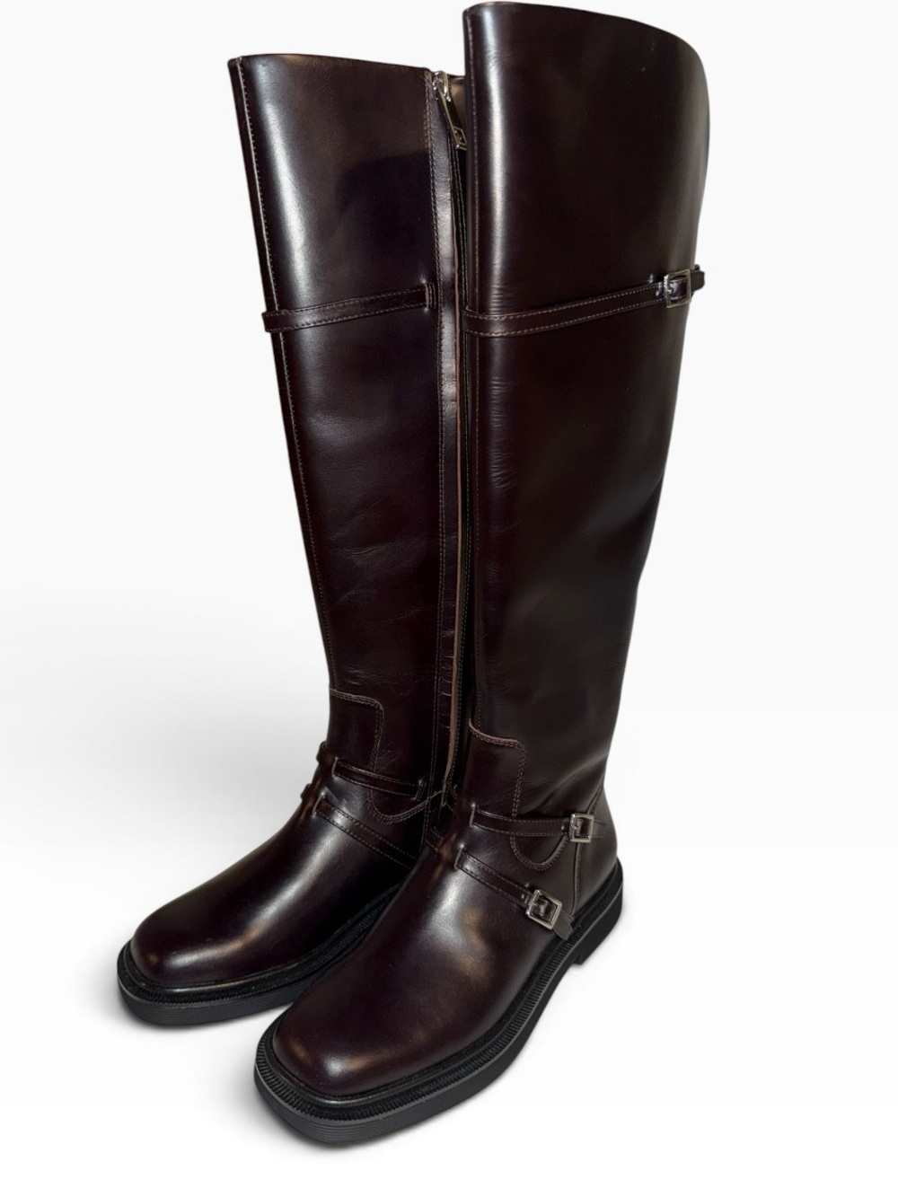 Franco Sarto Women's Leather Riding Boots - Dark Brown